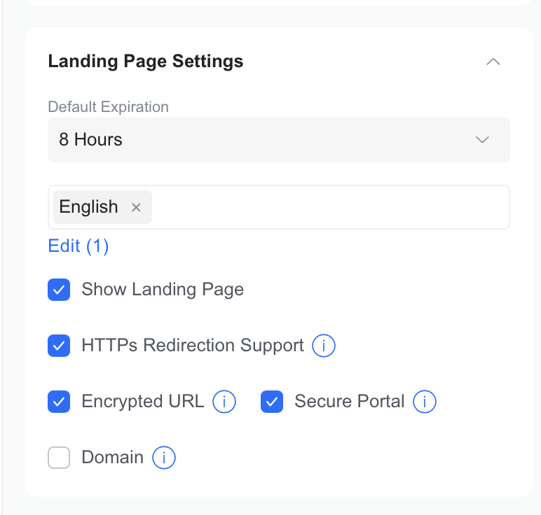 Landing Page Settings