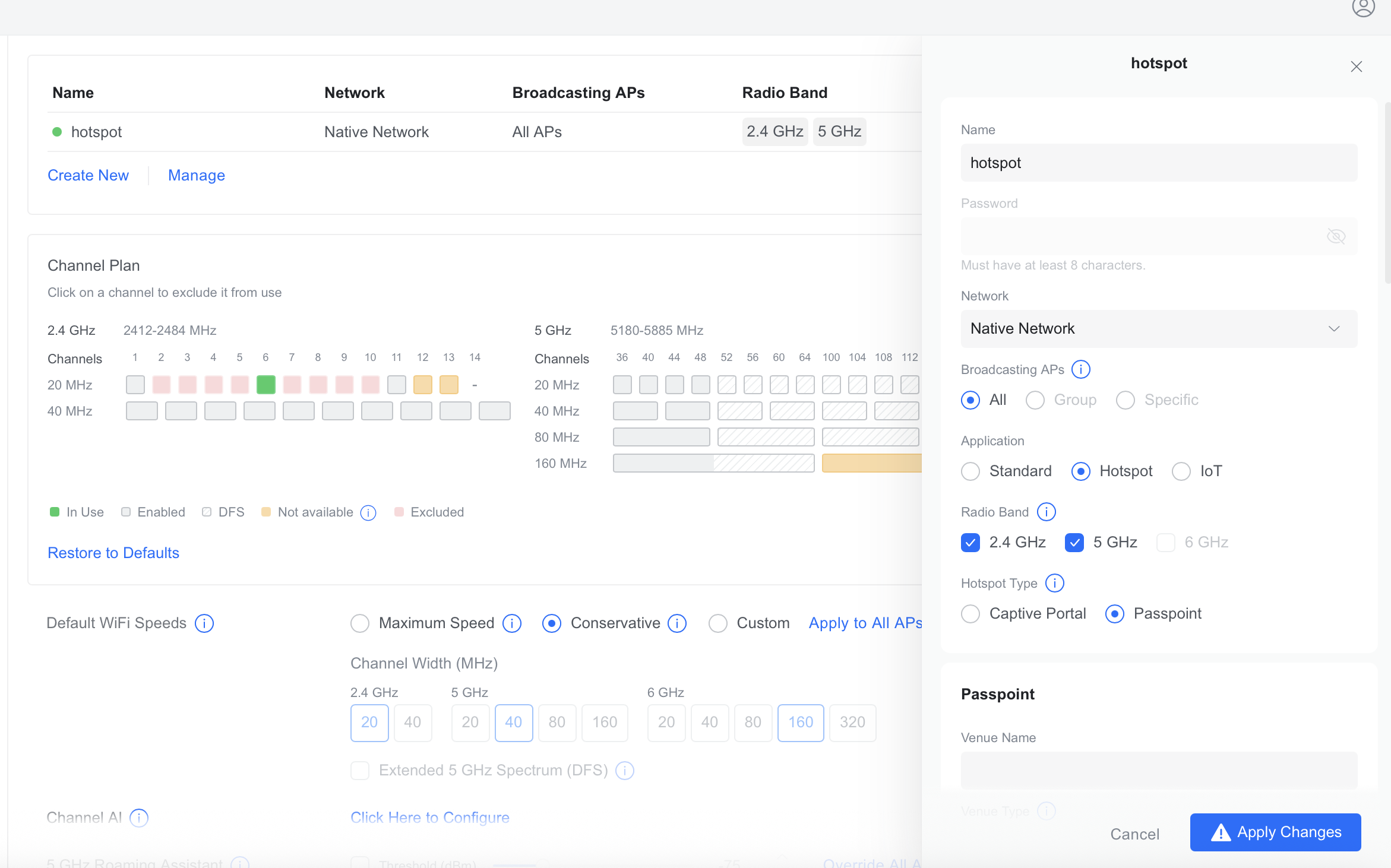 Hotspot WiFi Settings